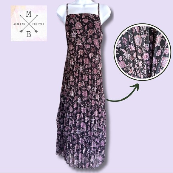 Mason & Belle Dresses & Skirts - NWT Mason & Belle Midi Marina Dress Purple & Black Floral Pleated | XL